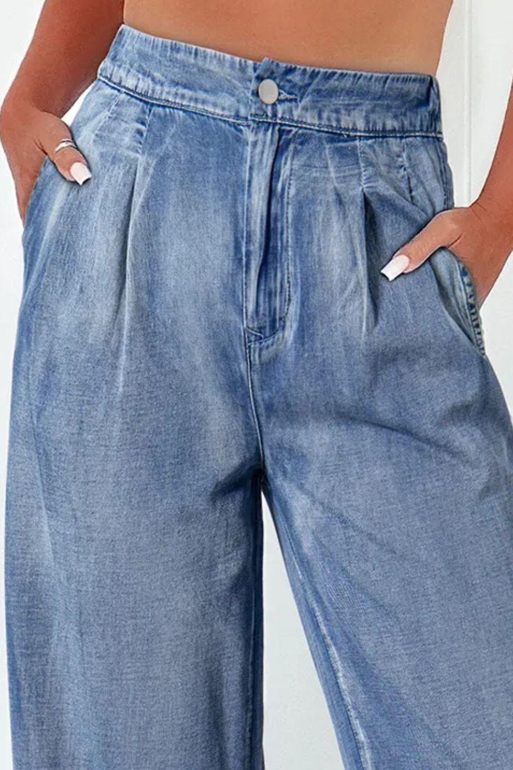 High Waist Wide Leg Jeans.