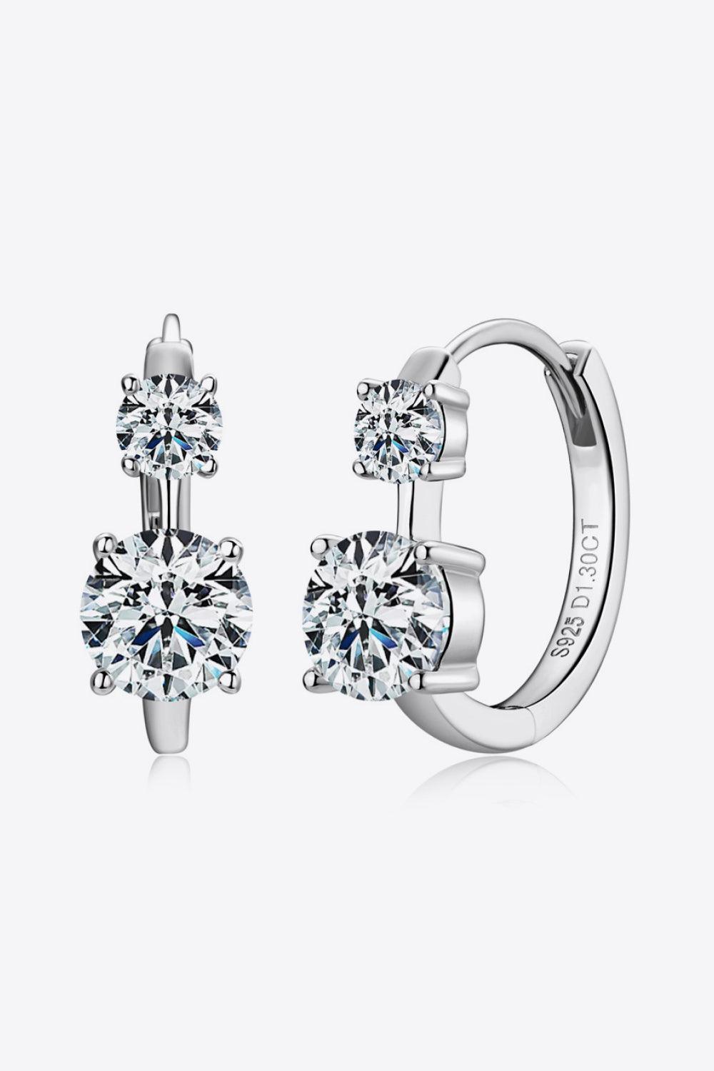 1.3 Carat Moissanite 925 Sterling Silver Earrings.