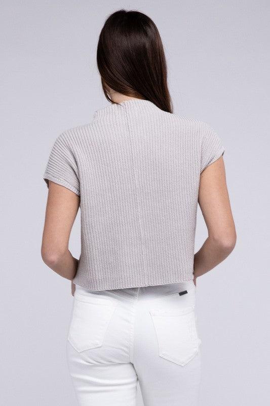 Mock Neck Short Sleeve Cropped Sweater - SHANKARA CHÉRIE