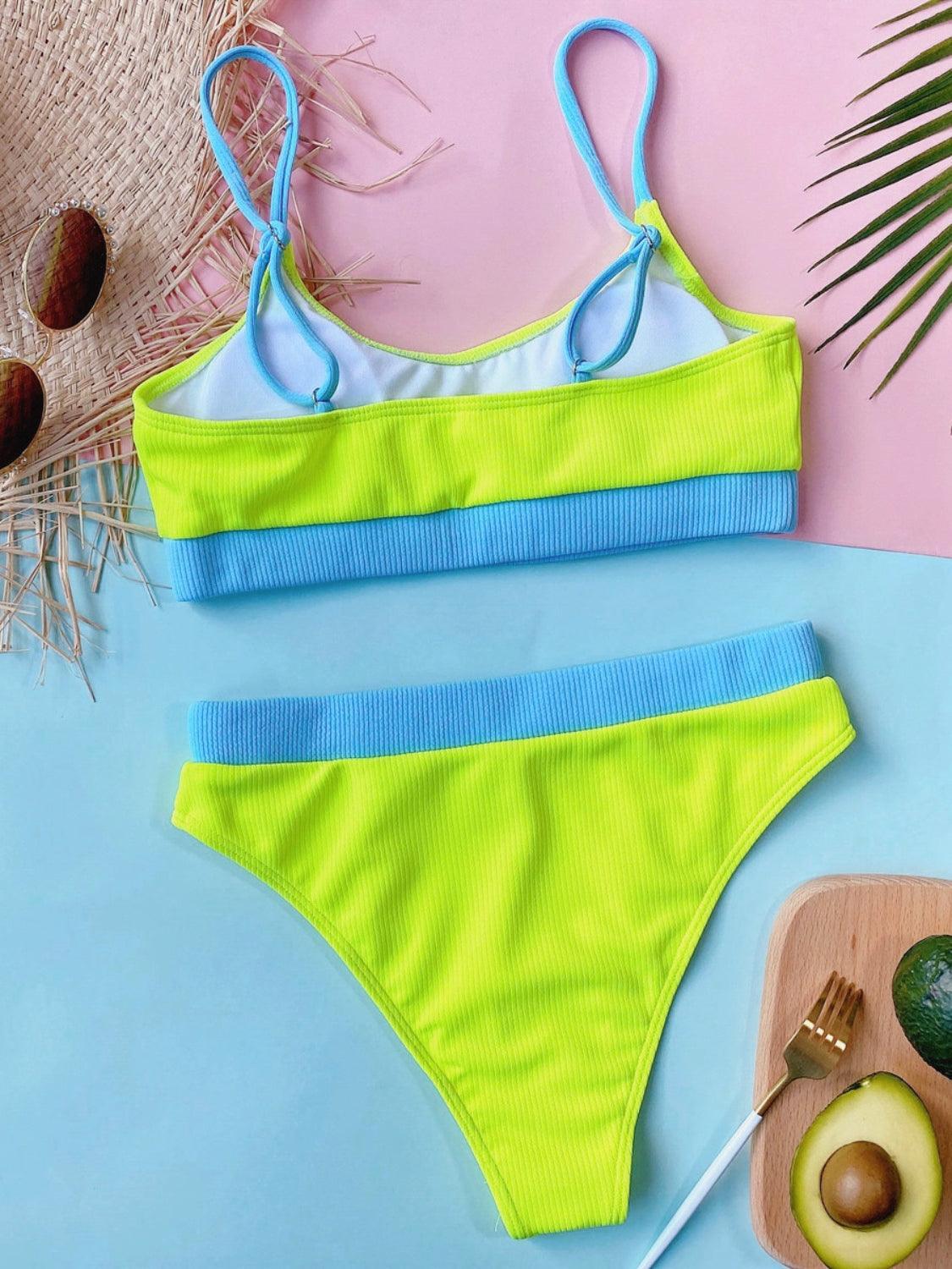 Scoop Neck Spaghetti Strap Two-Piece Swim Set.