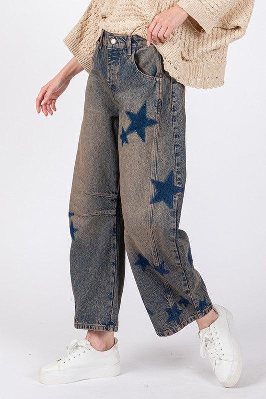 SAGE + FIG Star Wide Leg Jeans with Pockets.