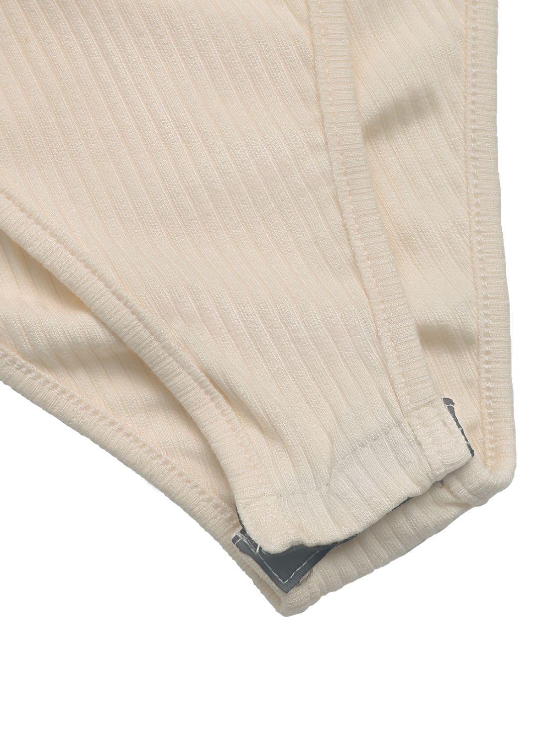 Perfee Decorative Button Round Neck Long Sleeve Bodysuit.