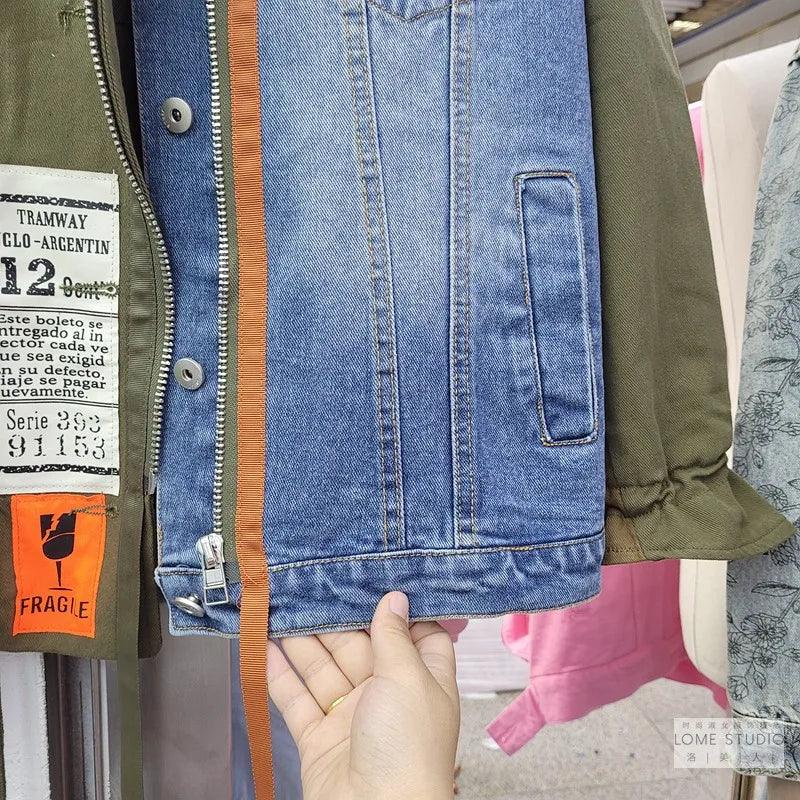 Patchwork Cargo Denim Jacket.