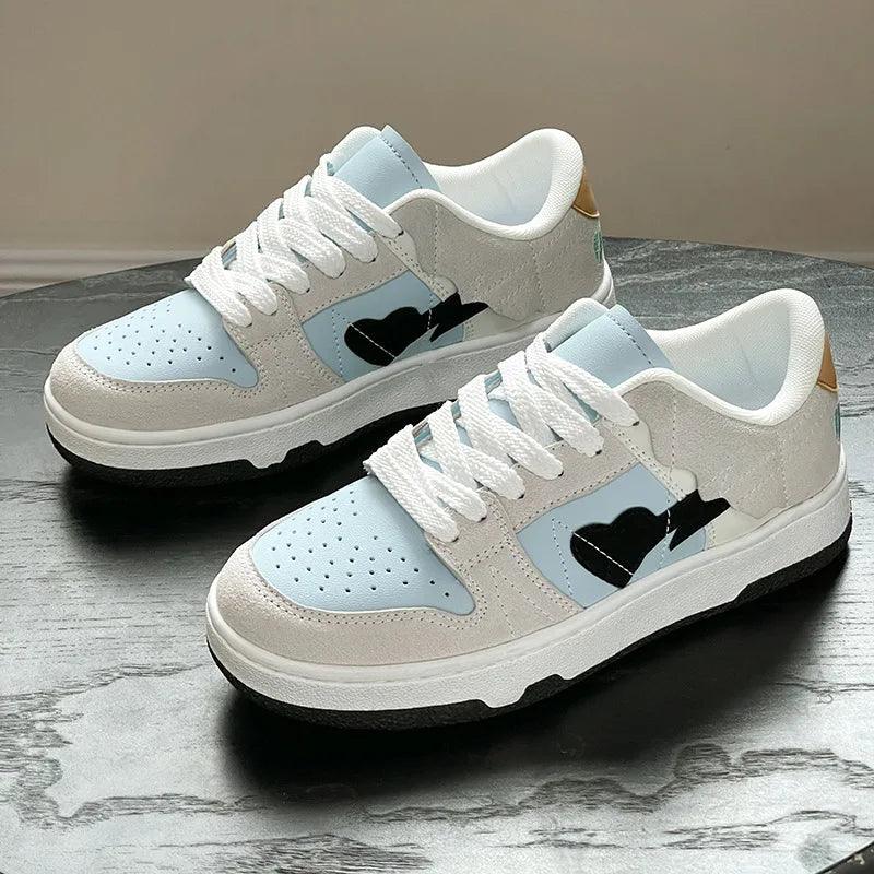 Leather Heart Detail Sneakers – Streetwear Style, Waterproof, Comfortable Fit.