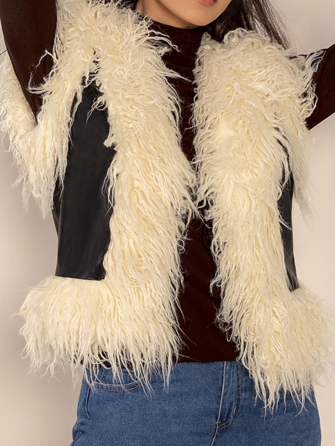 Tied Fringe Contrast Vest.