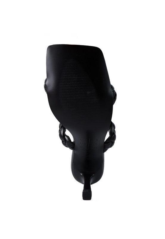 BELADONA BRAIDED STRAP MID HEEL SANDAL.