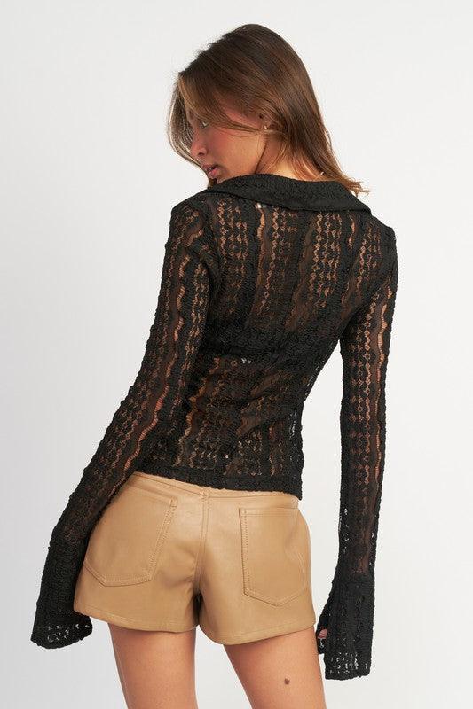 Bell Sleeve Lace Shirt.