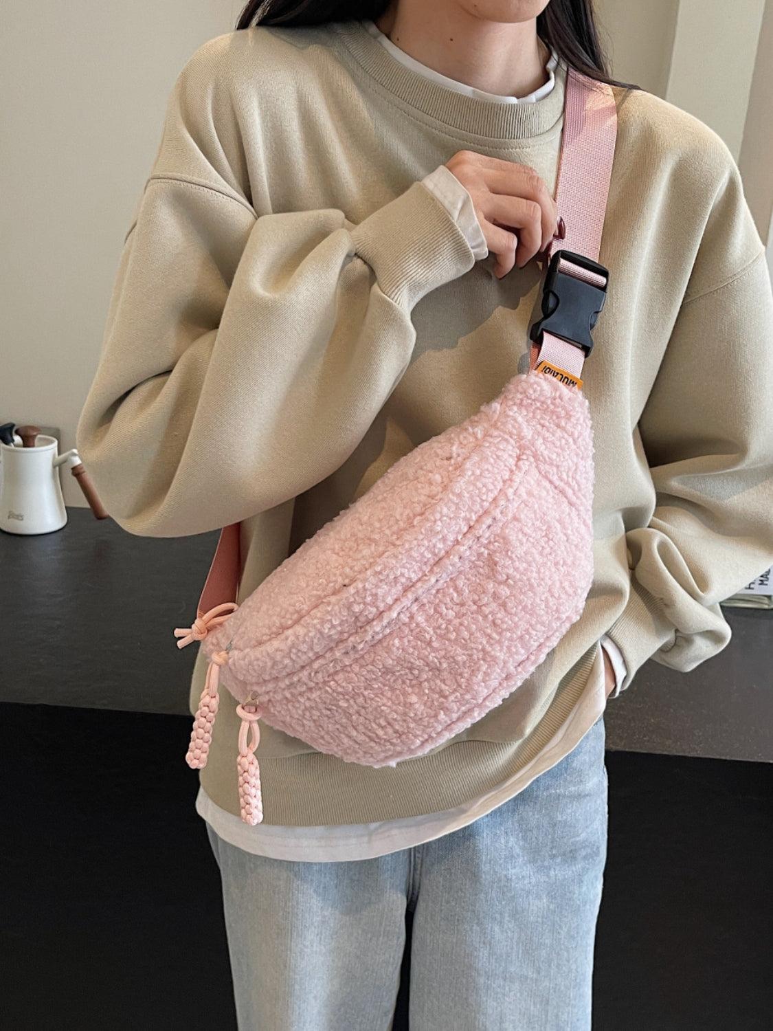 Sherpa Crossbody Bag with Adjustable Strap.