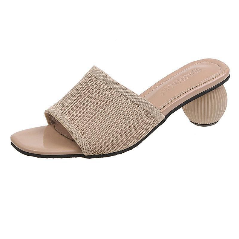 Dark Pastel Knit Weave Kitten Mules.