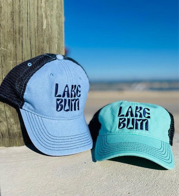New Logo Curvy Lake Bum Embroidered Trucker Hat.