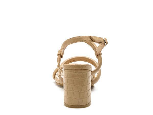 SLATER CROC SLINGBACK BLOCK SANDALS.