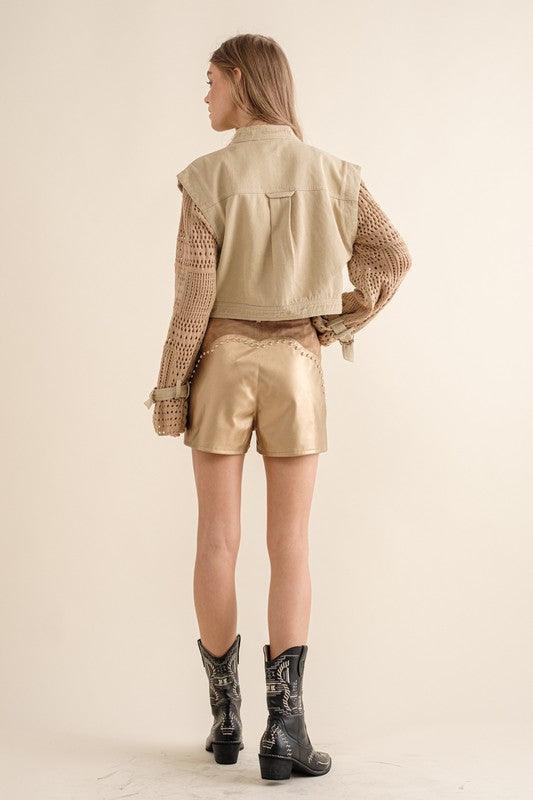 Twill Crop Crochet SLV Jacket.