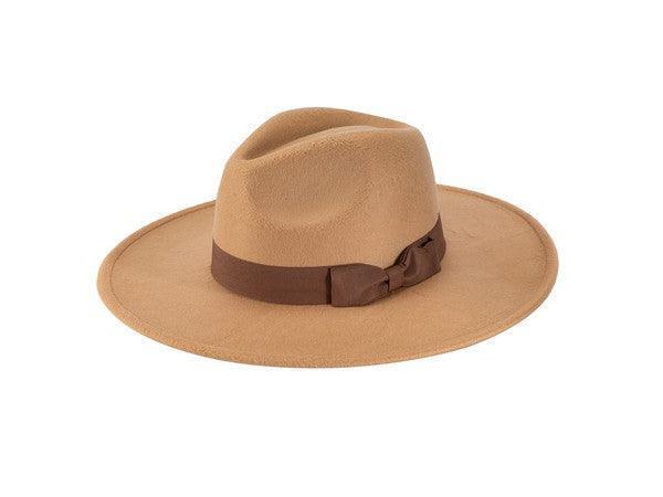 Wide Brim Ribbon Fedora Hat.