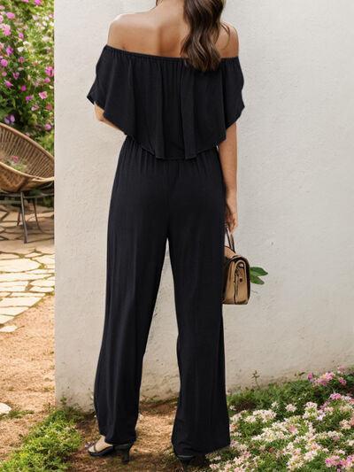 Off-Shoulder Wide Leg Jumpsuit.