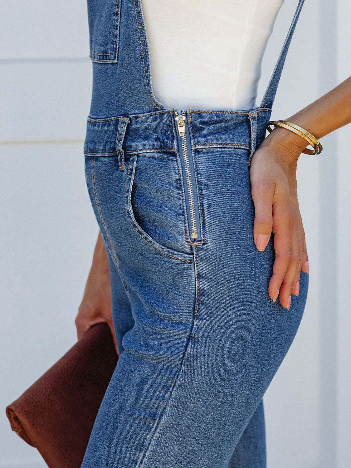 Raw Hem Denim Overall.