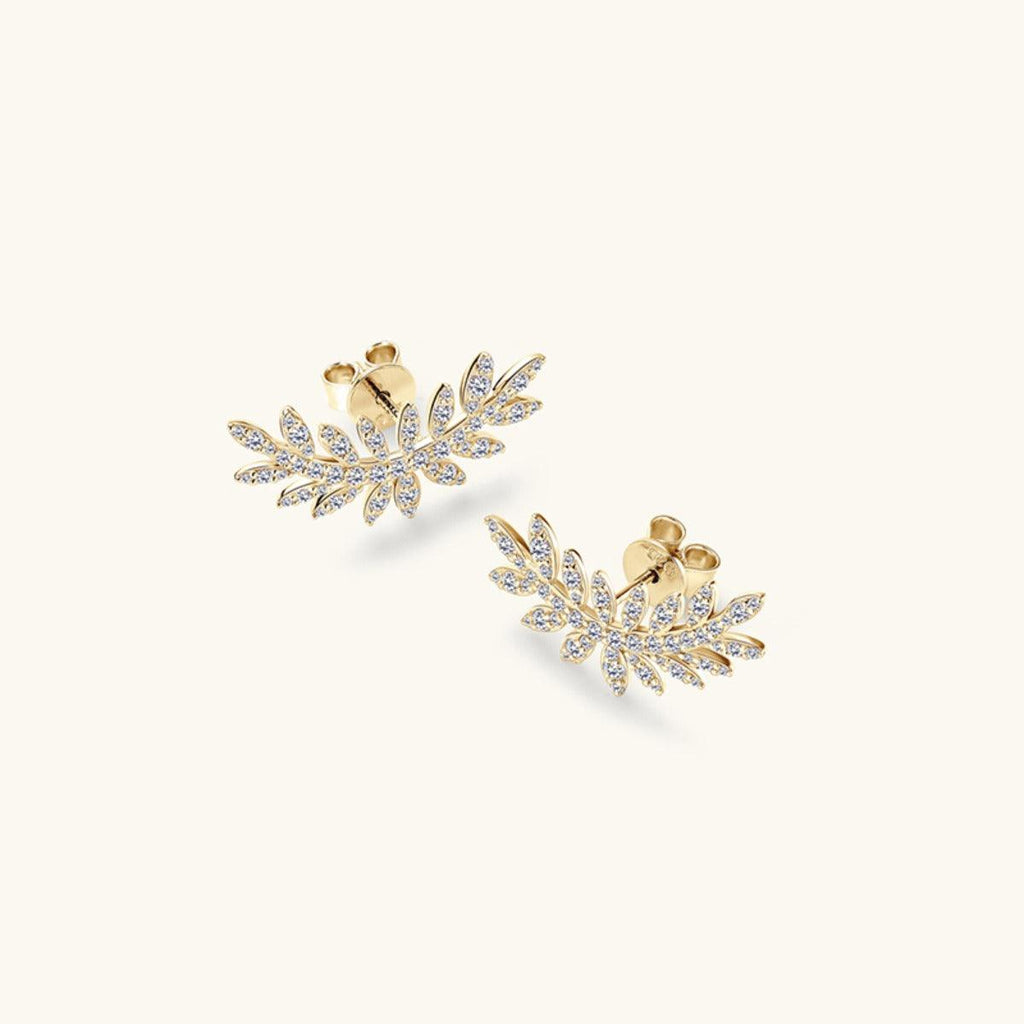Moissanite 925 Sterling Silver Leaf Shape Stud Earrings.