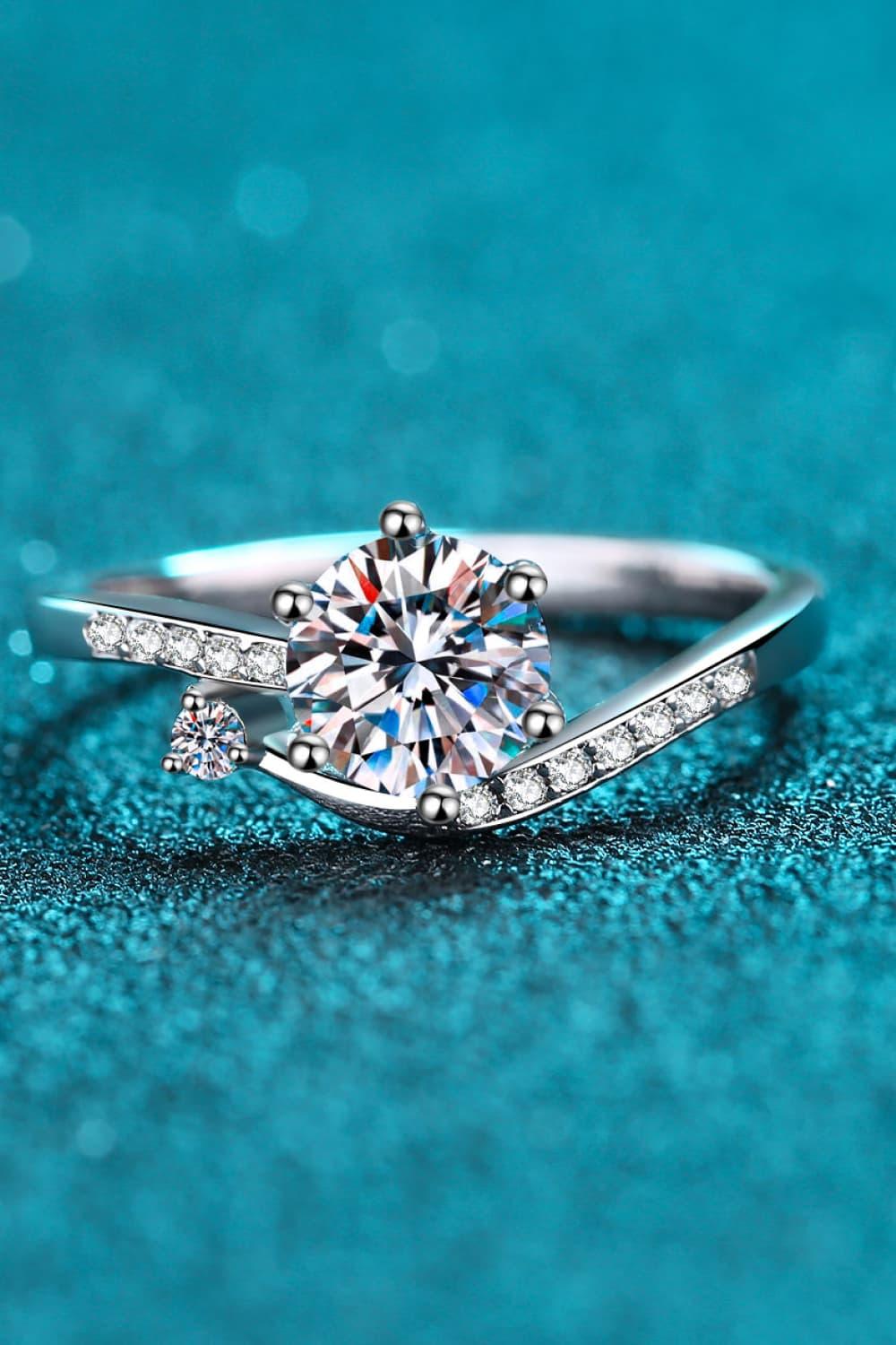 1 Carat Moissanite 925 Sterling Silver Bypass Ring.