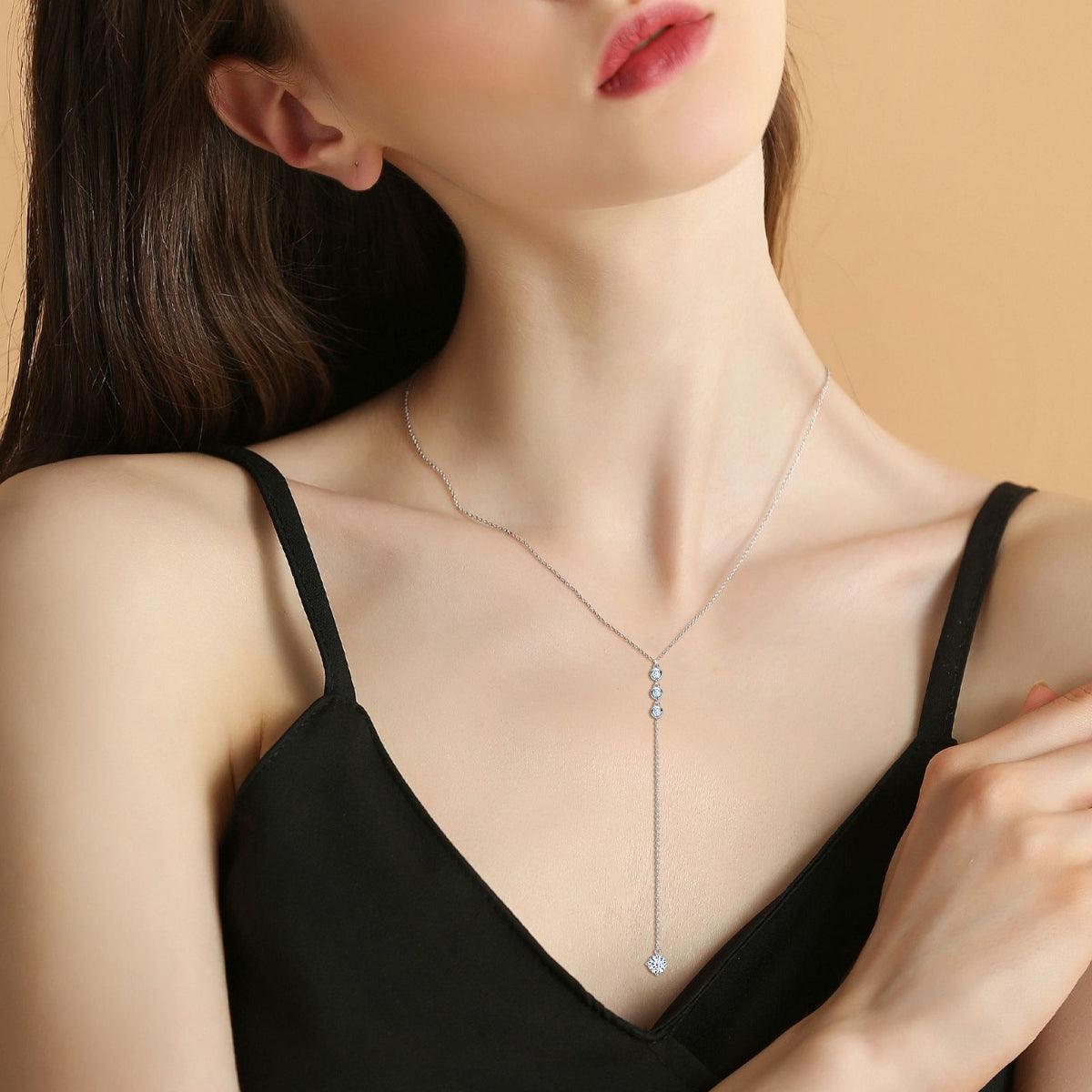 1.3 Carat Moissanite 925 Sterling Silver Drop Necklace.