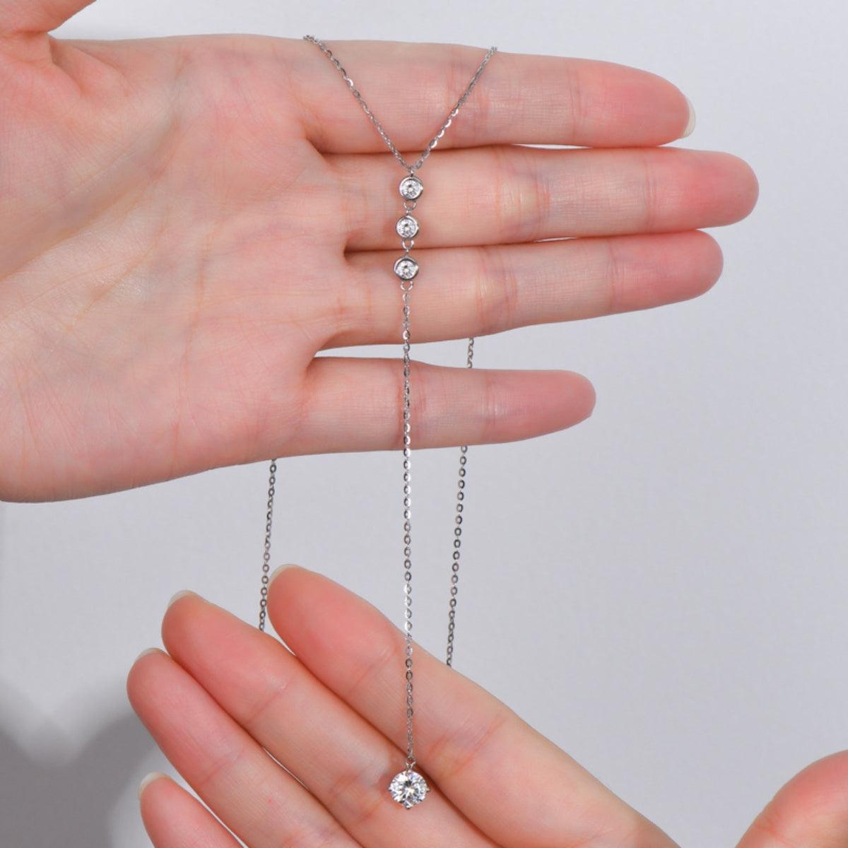 1.3 Carat Moissanite 925 Sterling Silver Drop Necklace.