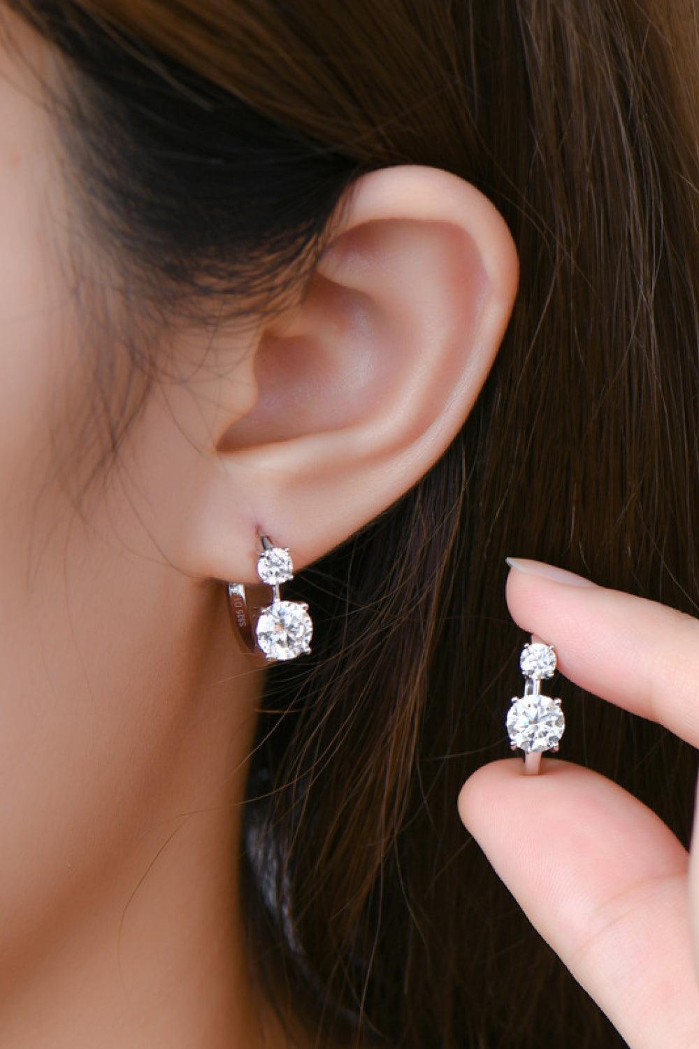 1.3 Carat Moissanite 925 Sterling Silver Earrings.