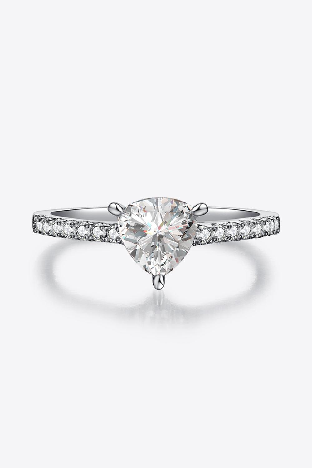 1 Carat Moissanite Triangle 925 Sterling Silver Ring.