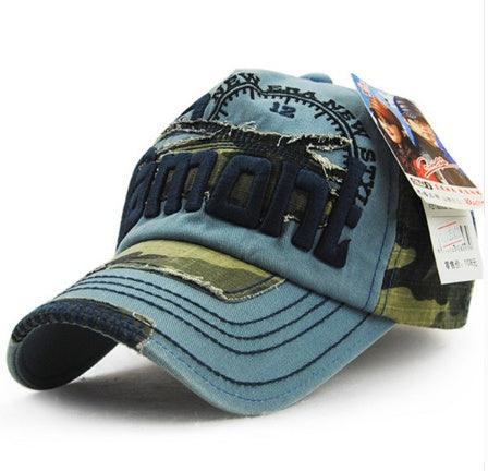 Camouflage Daxie Distressed Embroidered Cotton Baseball Cap.