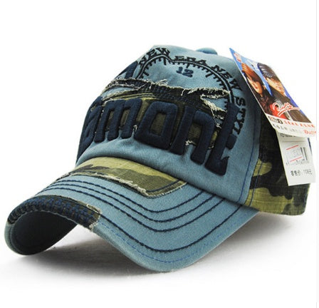 Camouflage Daxie Distressed Embroidered Cotton Baseball Cap