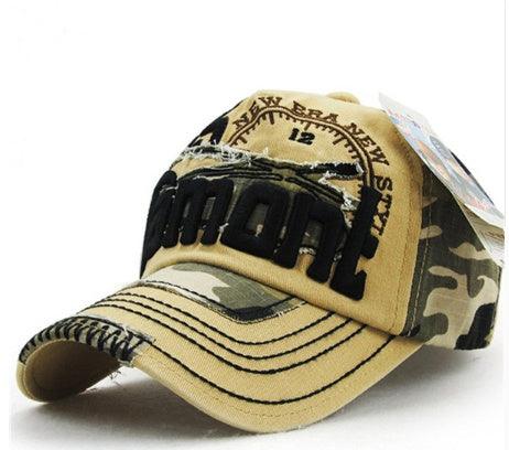 Camouflage Daxie Distressed Embroidered Cotton Baseball Cap.