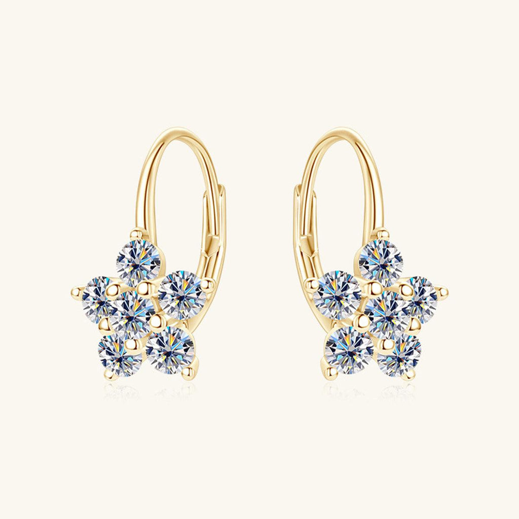 1.2 Carat 925 Sterling Silver Moissanite Flower Huggie Earrings.