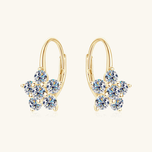 1.2 Carat 925 Sterling Silver Moissanite Flower Huggie Earrings.