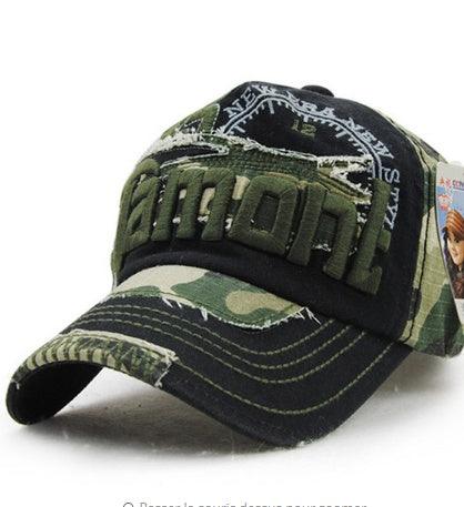 Camouflage Daxie Distressed Embroidered Cotton Baseball Cap.