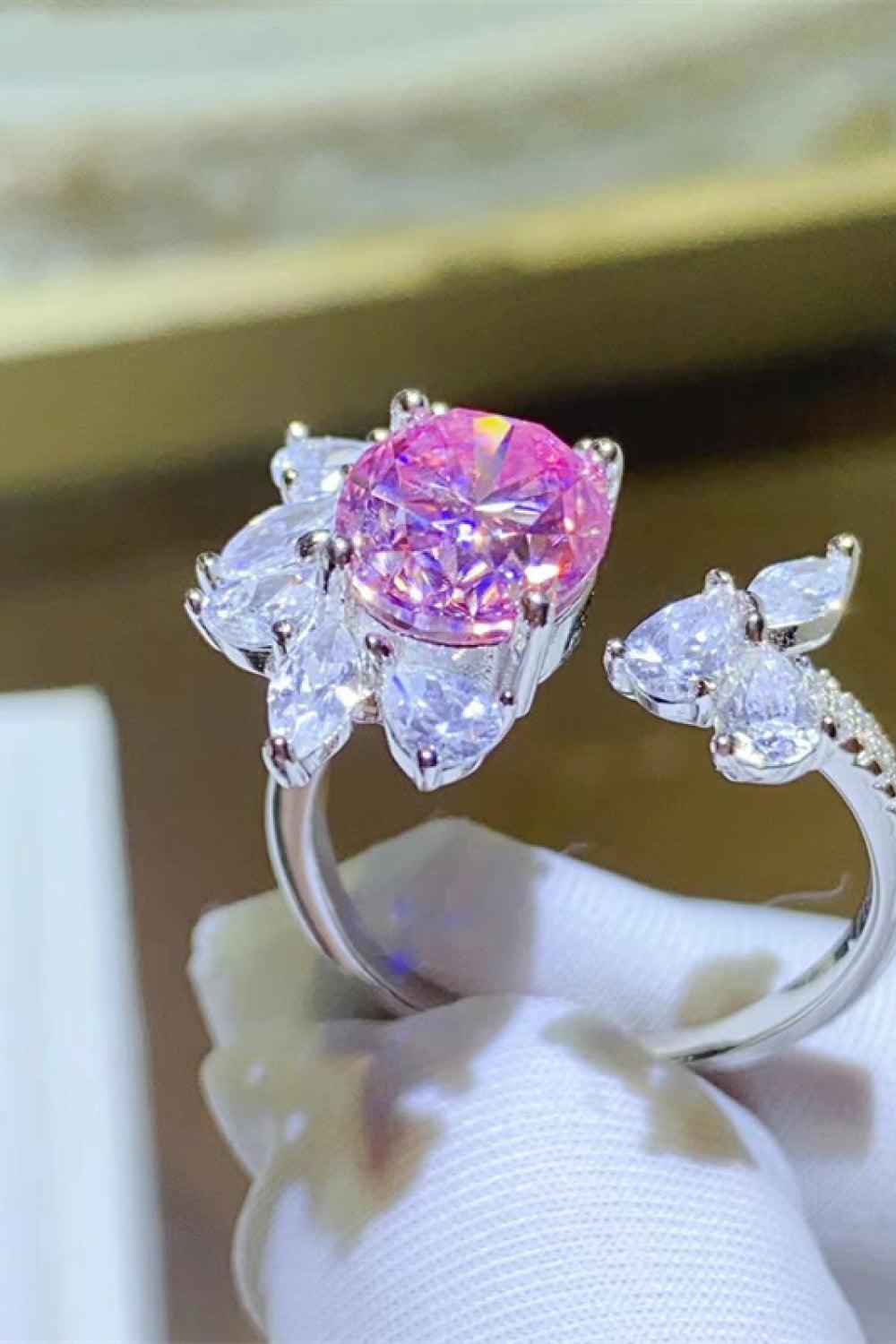 3 Carat Moissanite 925 Sterling Silver Open Ring.