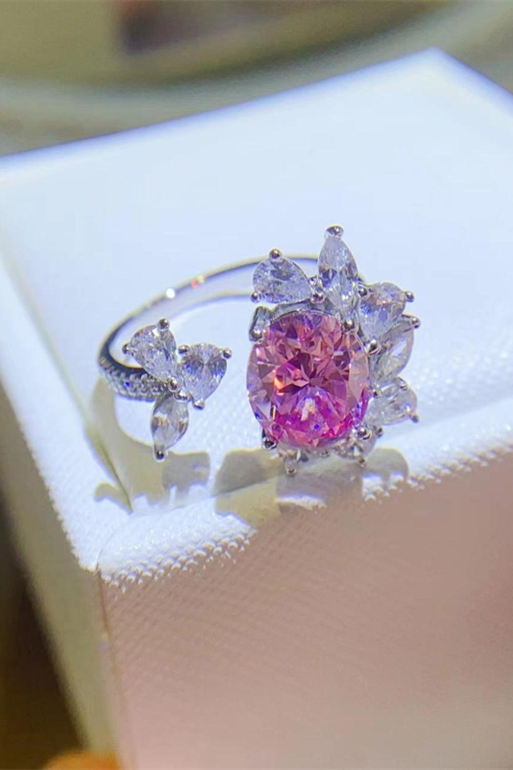 3 Carat Moissanite 925 Sterling Silver Open Ring.