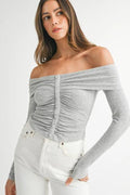 MABLE Off-Shoulder Long Sleeve T-Shirt.