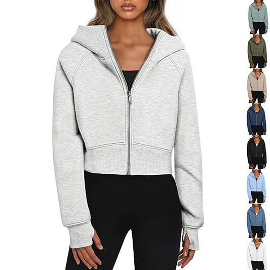 Casual Zippered Hoodie Fleece Sweatshirt