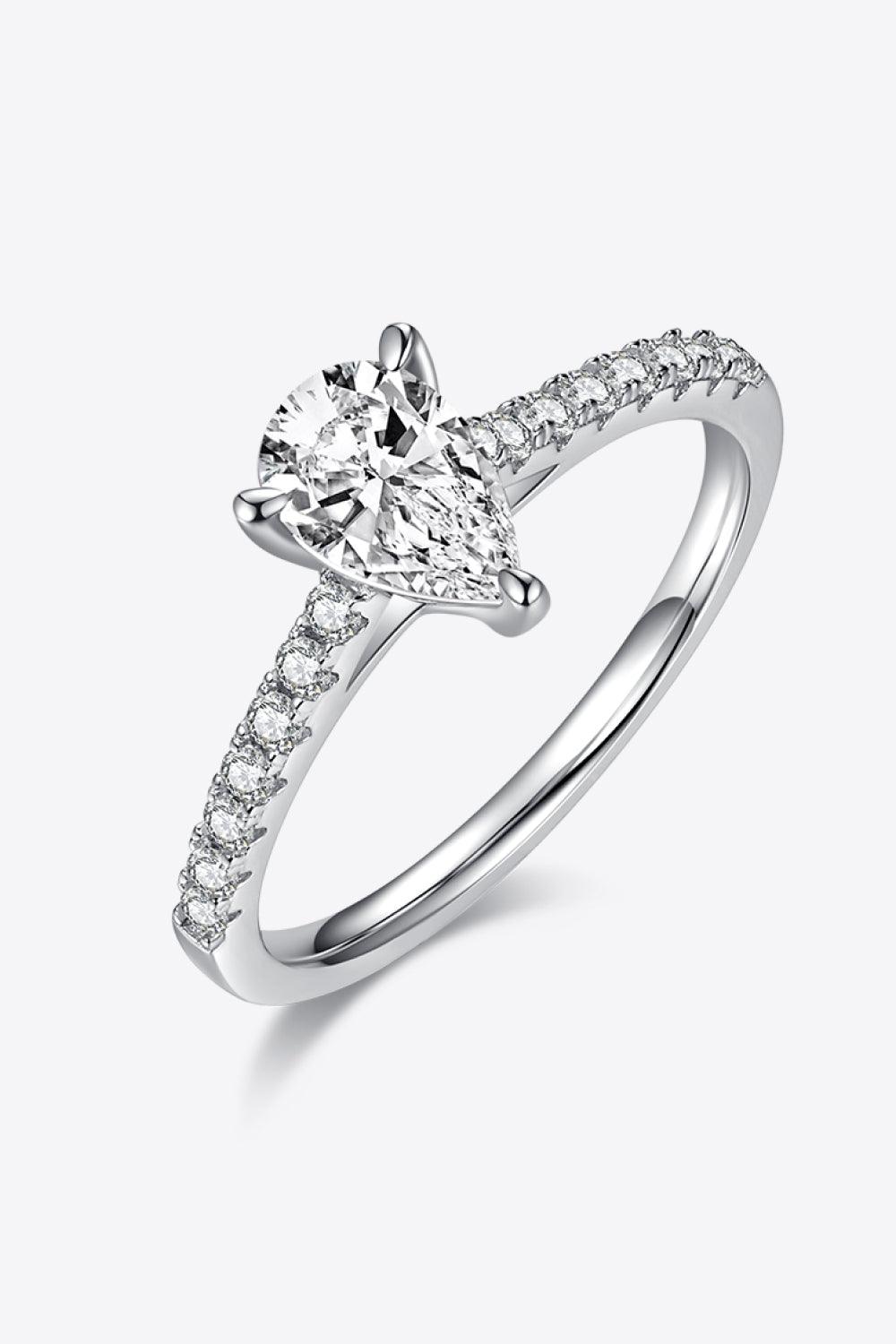 1 Carat Moissanite 925 Sterling Silver Side Stone Ring.