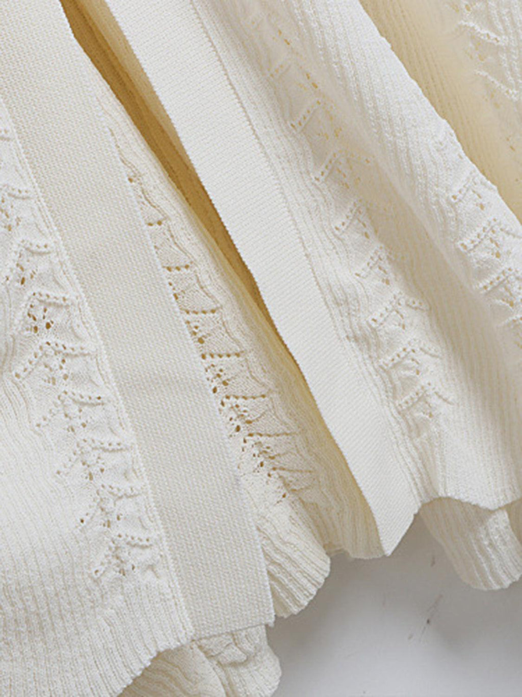 Openwork Round Neck Long Sleeve Sweater Dress.