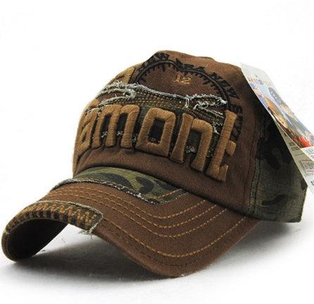 Camouflage Daxie Distressed Embroidered Cotton Baseball Cap.