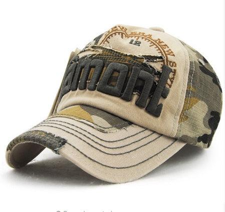 Camouflage Daxie Distressed Embroidered Cotton Baseball Cap.