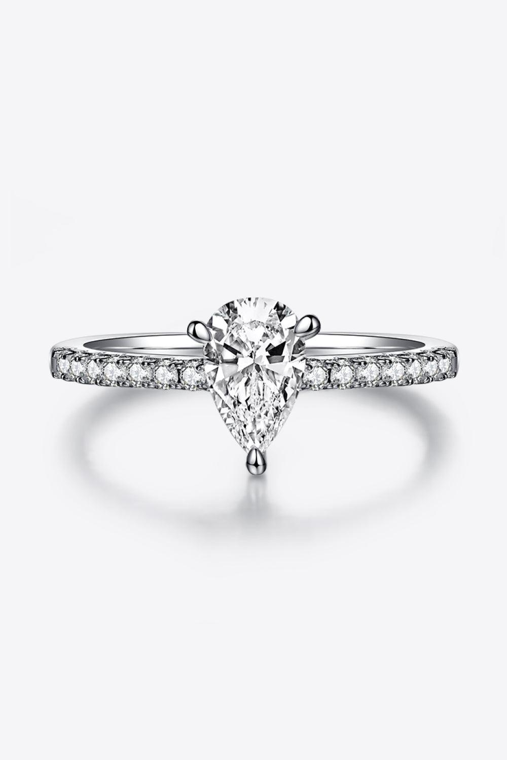 1 Carat Moissanite 925 Sterling Silver Side Stone Ring.