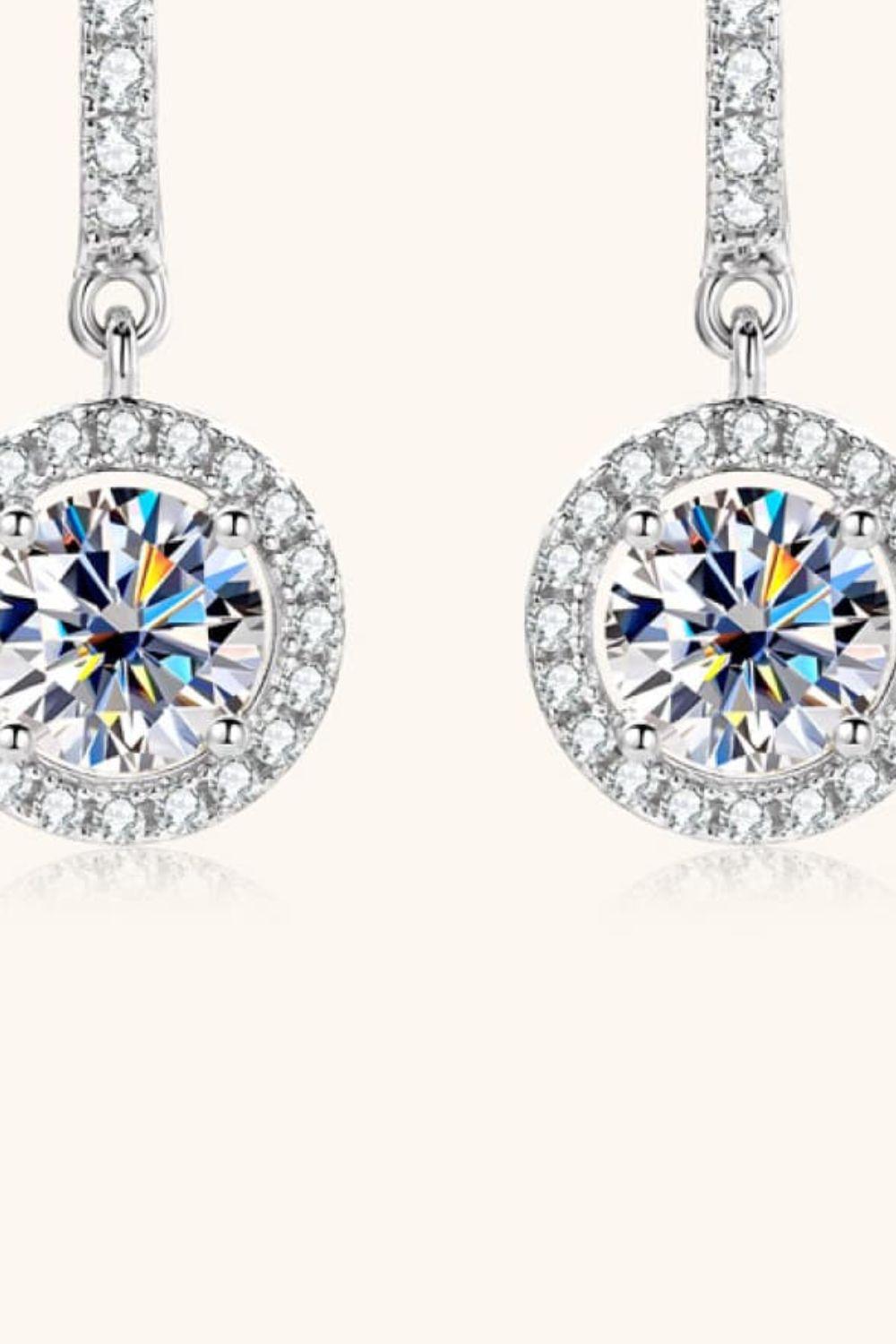 2 Carat Moissanite 925 Sterling Silver Drop Earrings.