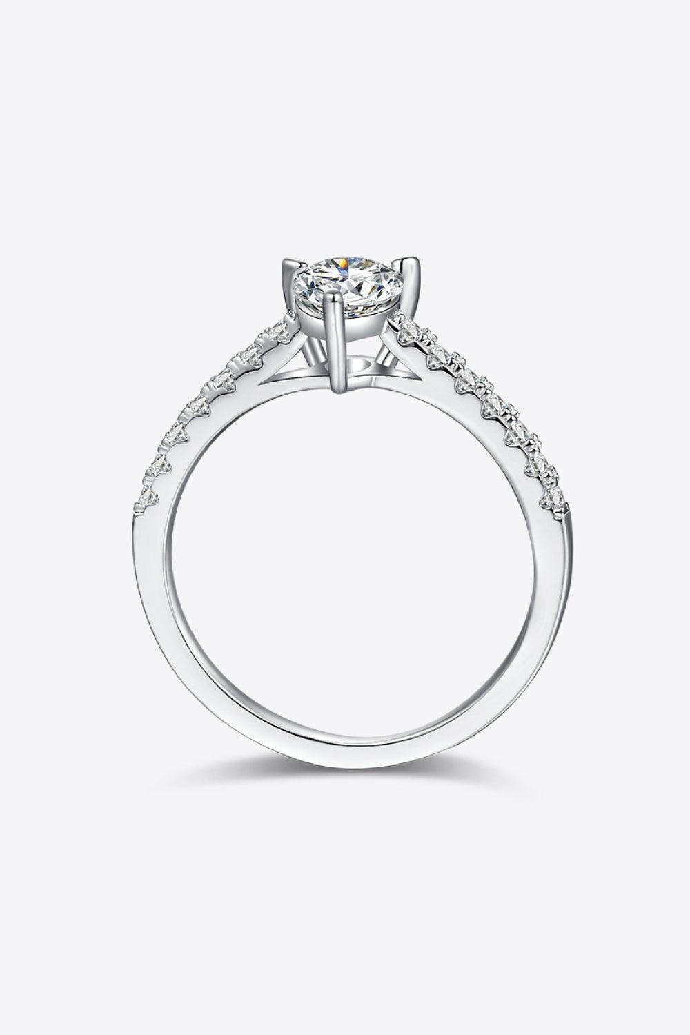 1 Carat Moissanite 925 Sterling Silver Side Stone Ring.
