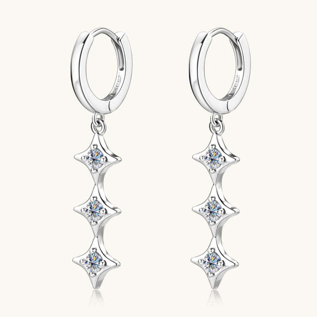 Moissanite 925 Sterling Silver Geometric Shape Earrings.