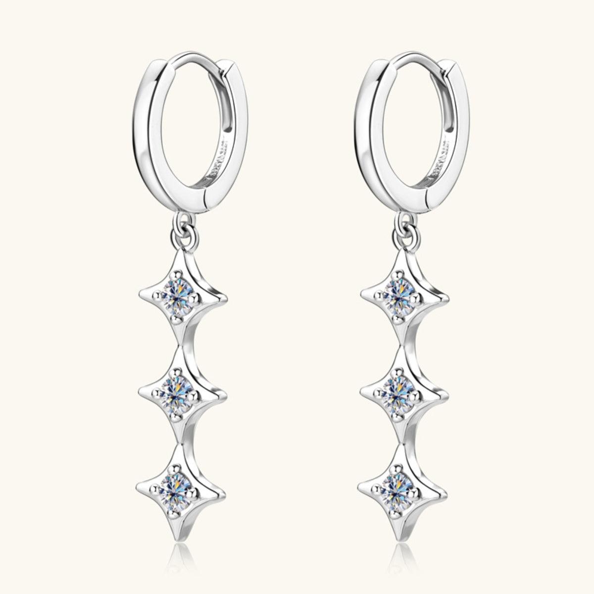 Moissanite 925 Sterling Silver Geometric Shape Earrings.