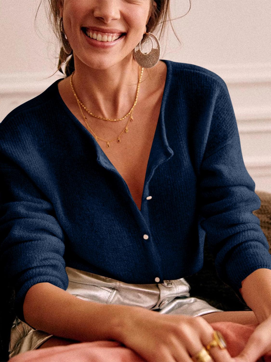 Harley Rose Button Down Long Sleeve Cardigan Sweater - SHANKARA CHÉRIE