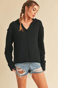 Aemi + Co Frayed Hem Exposed Seam Long Sleeve Hoodie.