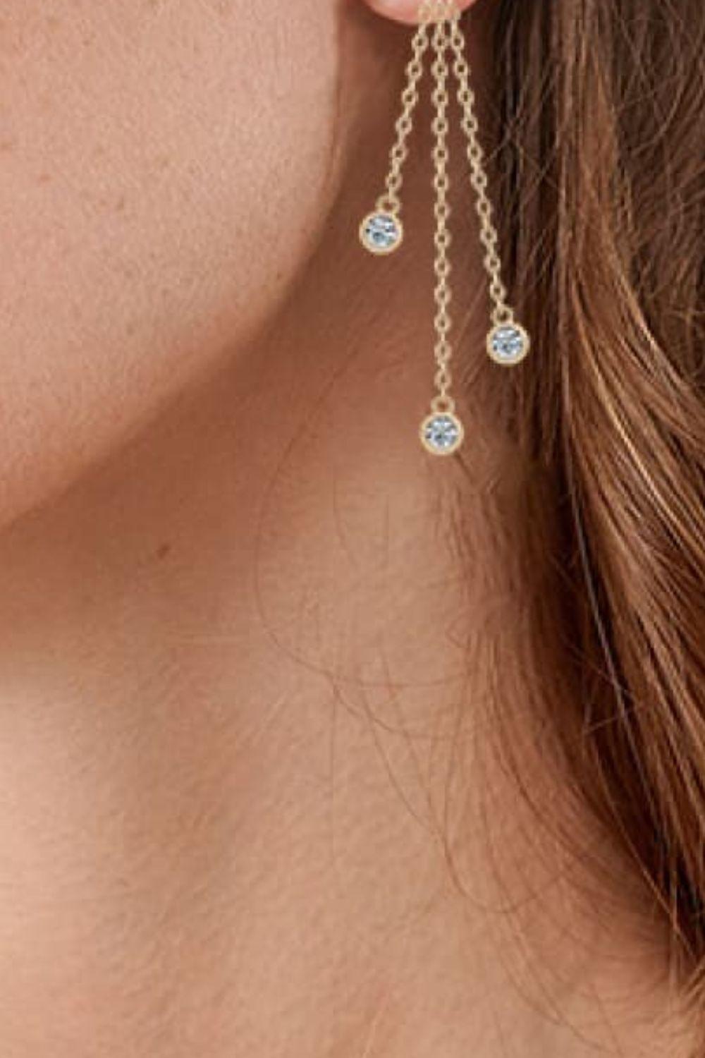 1.2 Carat Moissanite Layered Chain Earrings.