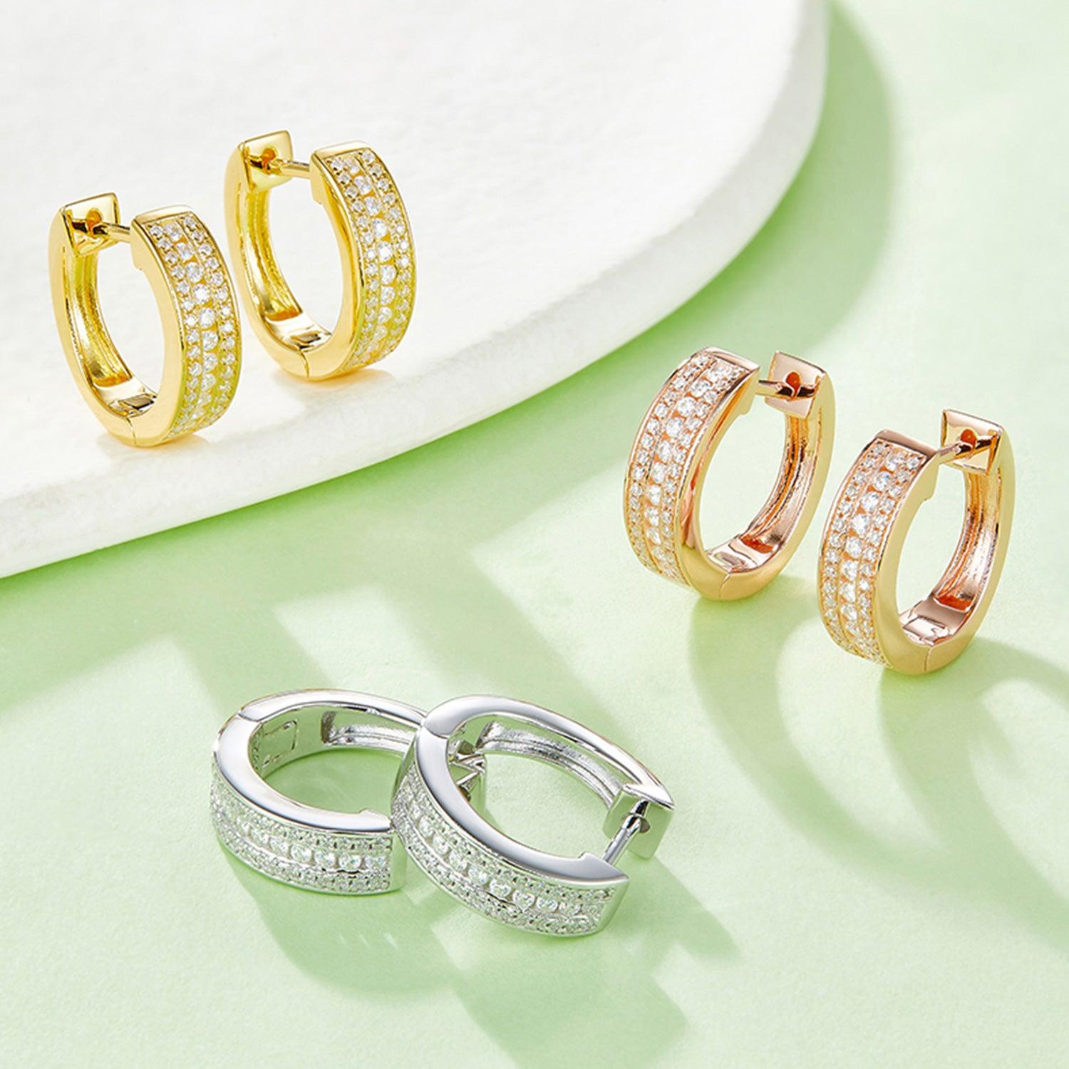 Moissanite 925 Sterling Silver Huggie Earrings.