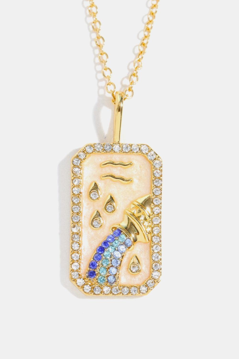 Rhinestone Constellation Pendant Copper Necklace.