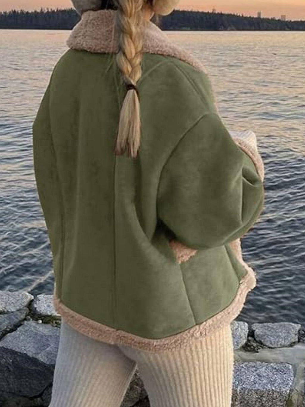 Fuzzy Collared Neck Long Sleeve Jacket - SHANKARA CHÉRIE